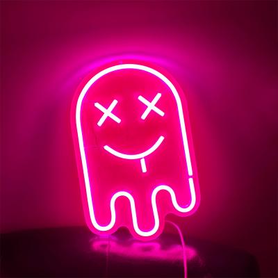 China Safe Ghost Face Wholesale Custom Neon Sign Letter Wide Store Customized Flashing Led Flex Neon Sign for sale