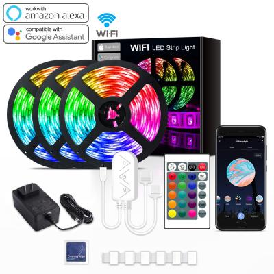 China Shops Wifi APP Music LED Remote Control RGB LED Strip IR Smart 5050 Flexible Waterproof Strip Light for sale