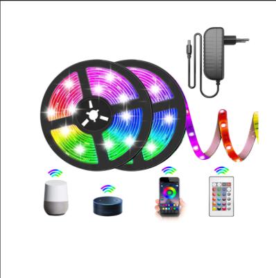 China Smart 5M Waterproof 5050 LED Strip Led Lights RGB Flexible Lamp Strip Ribbon Diode Strip With Phone WIFI APP DC 12V Adapter for sale