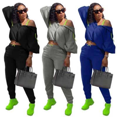 China Fashion Solid Color Zipper Breathable Tracksuit 2 Piece Set Women Lantern Sleeve Women Two Piece Set for sale