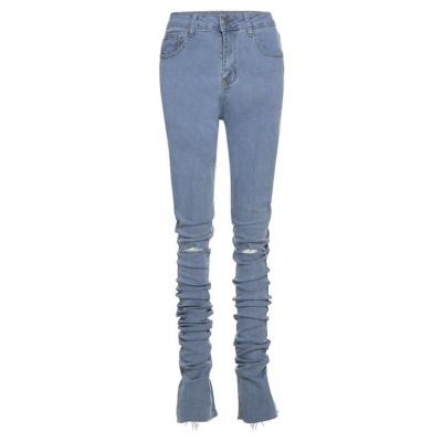 China Breathable Women's High Waisted Pants Women's Casual Pants Tight Ripped Bottom Jeans Pants High-waisted Pants for sale