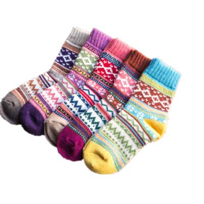 China Autumn And Winter Thick Wool Women's Socks Femal Pattern Warm Cross Women's Breathable Socks for sale