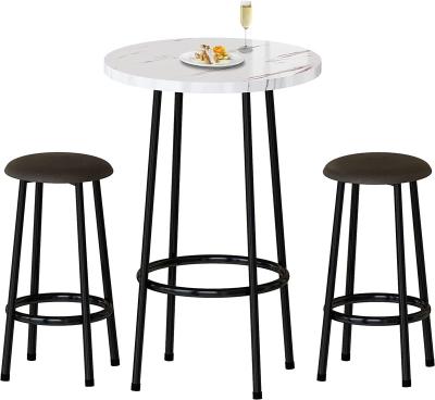 China Morden Modern 3 Piece Bar Table Set, Round Bistro Table and Chairs Set for Dinette, Kitchen, Apartment, Small Spaces, White for sale