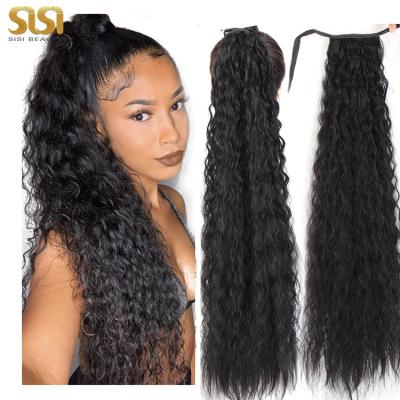 China Good Quality Black Ponytail Hair Extensions Clip In Hair Extension Ponytail, Extra Long Pony Tail, Ponytail Hair Extension Black for sale