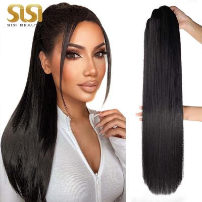 China Pretty Pony Twist Human Hair Extensions Good Quality Black, 26' Ponytail Hair Extensions Blonde Hair Ponytail Extension, Blonde Loop Ponytail Extension for sale