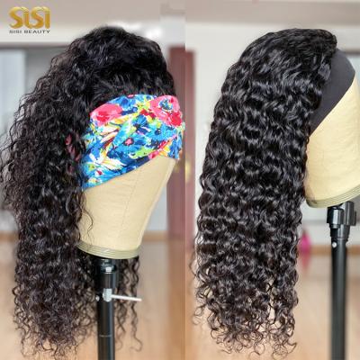 China Wholesale Deep Wave Wig Deep Wave Headband Wig, No Missing Brown Jerry Curly Headband Wig, Curly Hair Band Wig 36Inch for sale