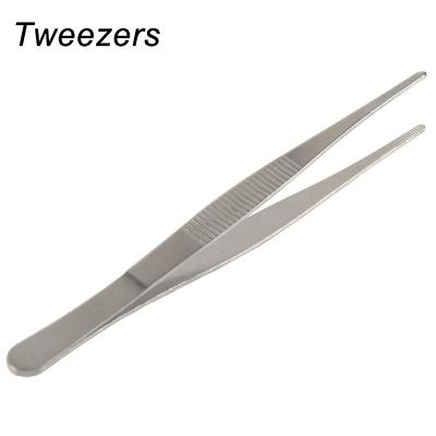 China CR Stainless Steel Straight Round Tip Anti-Slip Tweezers Thickened and Fixed Elbow 30cm for sale