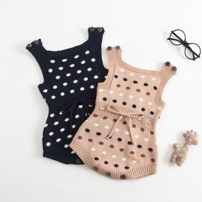 China Breathble Cozy European American Knitted Infants Baby Sleeveless Bodysuit Set for sale