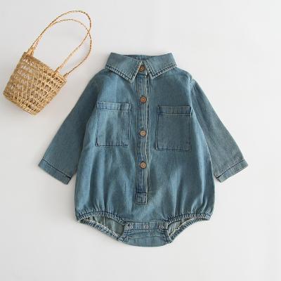 China Breathble Comfortable 2019 Autumn Long Sleeve Baby Boy Girls Overalls Jeans Rompers for sale