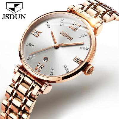 China Simple Classic Fashion Design Date JSDUN 6533 Ladies Automatic Quartz Watch New Girls Watches Date Women Minimalist Wrist Watch for sale