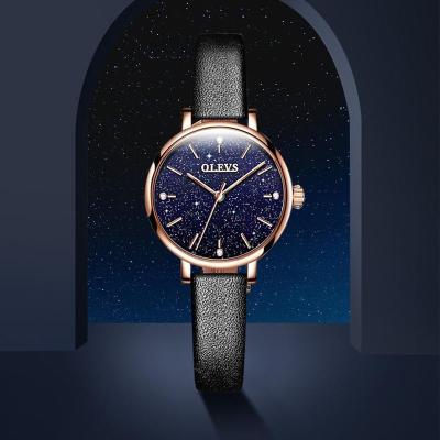 China Luxury Water Resistant OLEVS Starry Sky Watch New Leather Women Watches Fashion Small Elegant Quartz Classic Waterproof Lady Watch for sale