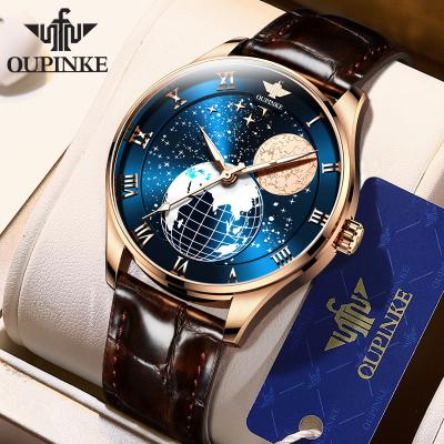 China DIVER OEM Watches Fashion Hands Men Earth Watch Supplier Wholesale Import Movement Automatic Genuine Leather Mechanical Wristwatches for sale