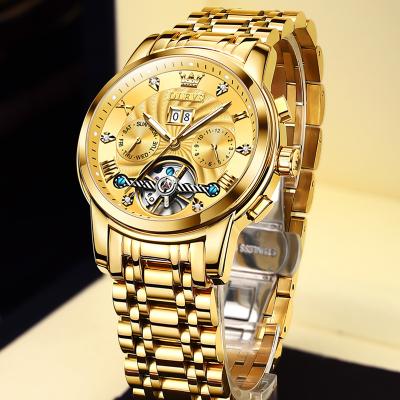 China OLEVS Automatic Date Watches Fashion Tourbillon Luxury Skeleton Watch Automatic Mechanical Men Wrist Watch for sale