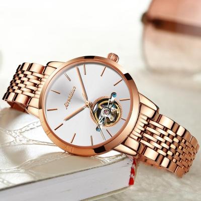 China OEM JSDUN Chronograph New Women Watches Fashion Tourbillon Luxury Skeleton Chronograph Ladies Automatic Mechanical Wristwatch Gold for sale