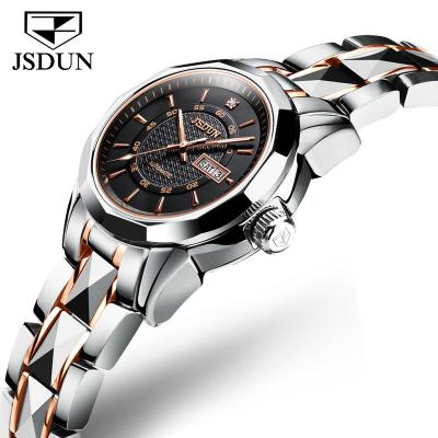 China Auto Date 2020 JSDUN OEM Luxury Lady Automatic Stainless Steel Waterproof Auto Date Watches Mechanical Women Wristwatches for sale