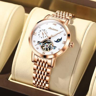 China Ladies Design Moon Lady Skeleton Mechanical Tourbillon Automatic Wristwatches Moon Phase Wristwatch Women Luminous Blue Phase Luxury for sale