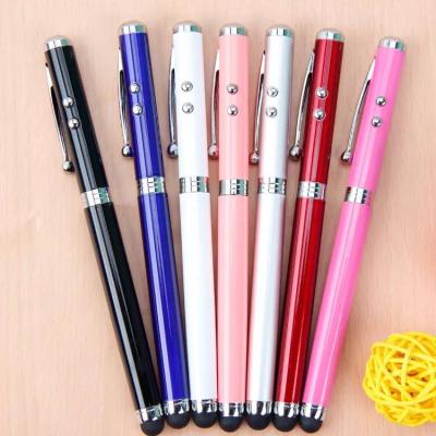 China Promotional Pen 4 in 1 Multifunctional Metal Roller Pen Led Touch Screen Capacitor Pen for sale