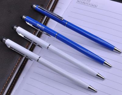 China office & Cheap Slim Touch Pens School Pen Slim Light Custom Blue Metal Twist Stylus Pen For iPad for sale