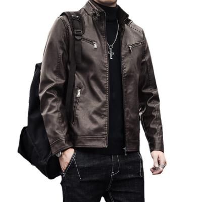 China Winter Men's Anti-wrinkle Slim Thick Coat Men's Winter Warm Jacket Zipper Outerwear Motorcycle PU Leather Jackets for sale