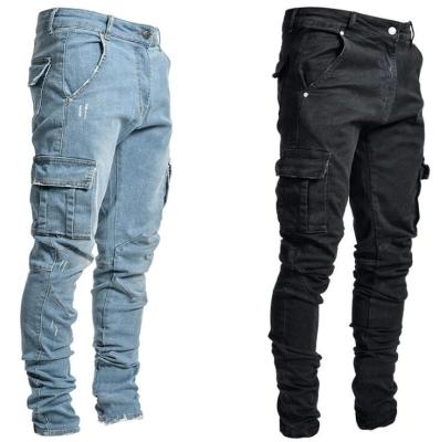 China High Quality Cool Casual Breathable Mens Jeans Vintage Hole Denim Pants Distressed Ripped Slim Fit Motorcycle Biker For Man for sale