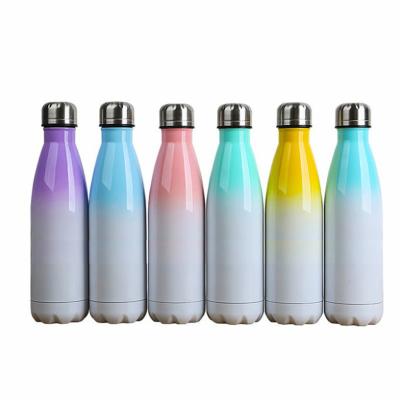 China PORTABLE 17oz Sublimation Blanks Cola Bottle 500ml Insulation DIY Sublimation Sports Cola Shape Water Bottles With Lids for sale