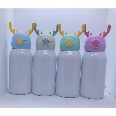 China Wholesale 500ml White Antler Kettle Viable Kids Sublimation Straw Water Bottle Pot Tumbler Custom for sale