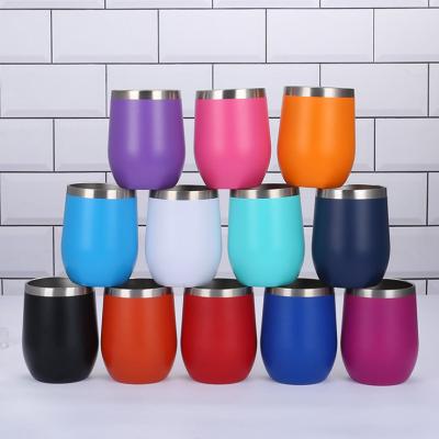 China 12oz Disposable Wine Cup Tumbler 350ml Egg Shape Insulated Tea Cup Stainless Steel Party Bar Home Coffee Cups for sale