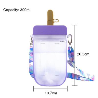 China Personal Skin Care Packaging Outdoor Sport Plastic Water Bottles 10oz Milk Beverage Water Bottles 300ml Travel BPA Free Bottle With Straw for sale