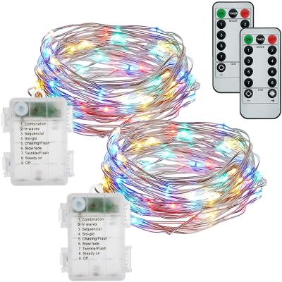 China Shiny-3AABGN-100L 33ft 100 LED IP68 Led String Lights 3AA RGB Battery Operated Color with 8 Modes Remote Control for Christmas Decorations for sale