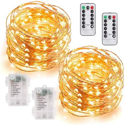 China Shiny-3AABGN-100L 3AA 10m 100Leds Battery Operated Fairy Copper Wire Led String Light With Remote Control For Christmas Decoration for sale