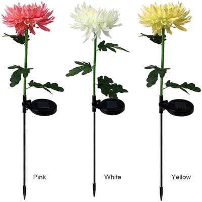 China Garden Decoration Garden Decoration Led Outdoor Waterproof Yard Artificial Single Head Art For Decor Solar Chrysanthemum Lights Lawn Stakes Lamps for sale