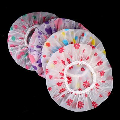 China Sustainable Waterproof Hair Shower Cap Waterproof High Quality Hair Salon Elastic Thicken for Women Bath Hat Bathroom Products Hats Cap for sale