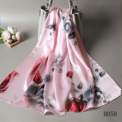 China New Ladies Long Silk Scarf, Printed Beach Sun Shawl Scarf for sale