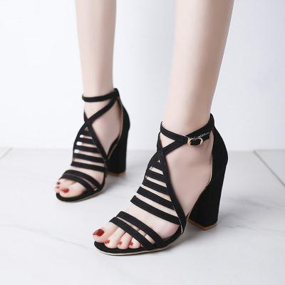 China 2020 new summer fashion women light high heel shoes block sandals heels for ladies for sale