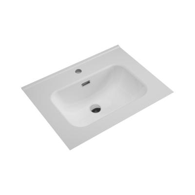 China Hot Sale Modern Bathroom Sanitary Ware White Rectangular Bathroom Wash Basin Ceramic Basin for sale