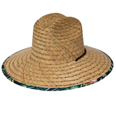 China Custom Printing Cowboy Hat Wholesale Beach Straw Hat Summer Men Logo Natural Straw Lifeguard Hat Eco-friendly OEM Hot Sale OEM Patch from JAKIJAYI for sale