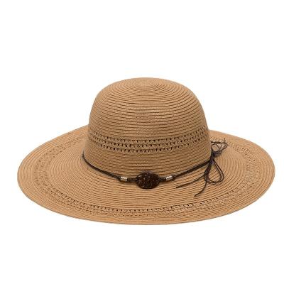 China JAKIJAYI Eco-Friendly Wide Brim Beach Paper Straw Hat For Womens Soft Straw Hats for sale