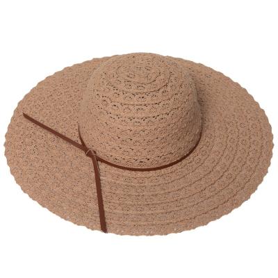 China JAKIJAYI Fedora Wide Brim Beige Oversized Eco-Friendly Summer Vacation Elevating Straw Hat Modern for sale