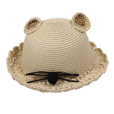 China JIKIJAYI Eco-Friendly Cute Kids Travel Crochet Outdoor Summer Sun Fedora Style Straw Hat Natural For Travel for sale