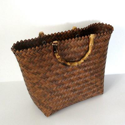 China JAKIJAYI Bamboo Weave Handbag Beach Bag Tote Eco-friendly National Retro Vintage Bohemian Handmade Handle for sale