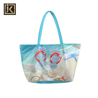 China JAKIJAYI Cartoon Shoulder Rope Oversized Waterproof Portable Beach Tote Bag Custom Full Print Portable Custom Polyester for sale