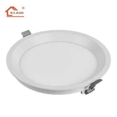 China KLASS Modern Indoor Adjustable Recessed Panel Light Round 3D Mounted Frameless Ceiling Led Panel Lights for sale