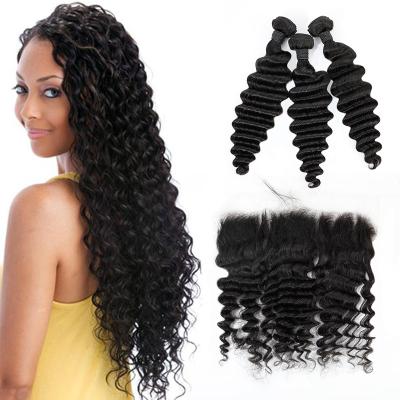 China Popular Hot Selling Deep Wave Virgin Brazilian 13x4 Deep Wave Lace Frontal Wholesale Prices In Mozambique for sale