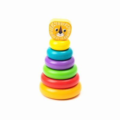 China DIY PLAY COMMIKI 2021 Wooden Bear Shaking Tower 0-6 Years Children's Puzzle Tumbler Blocks Rainbow Tower Stacking Game Cheap Toys for sale