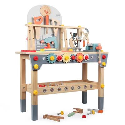 China Funny educational toy COMMIKI DIY simulation multifunctional wooden tool pretend play toy tool table set toy for sale