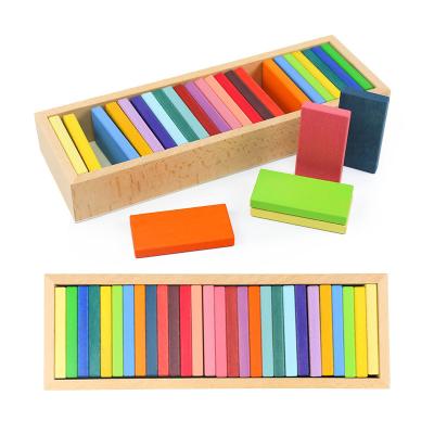 China Eco-friendly Water-base Varnishing Creative Wooden Rainbow Building Blocks Kids Train Cognitive Learning Shape Stacking Blocks for sale