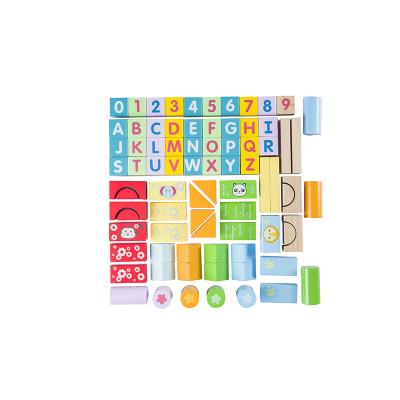 China Eco-friendly Water-base Varnishing COMMIKI 2021 New Wooden Toys 80pcs Alphabet Block Educational Toy For Children Study for sale