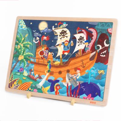 China Toy Hot Sale Classic 40x30x0.8cm Scene Puzzle-Pirate Ship 100pcs Colorful Educational Toy Game Puzzle for sale