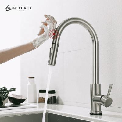 China Sense Faucets INOXBATH 2 Function Sensor Jet Mixer Water Faucet Pull Down Cupc Saving Flexible Kitchen Faucet for sale