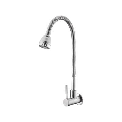 China Modern High Quality Wall Mount Single Handle Flexible Hose Cold Water Faucet Kitchen Sink Faucet for sale